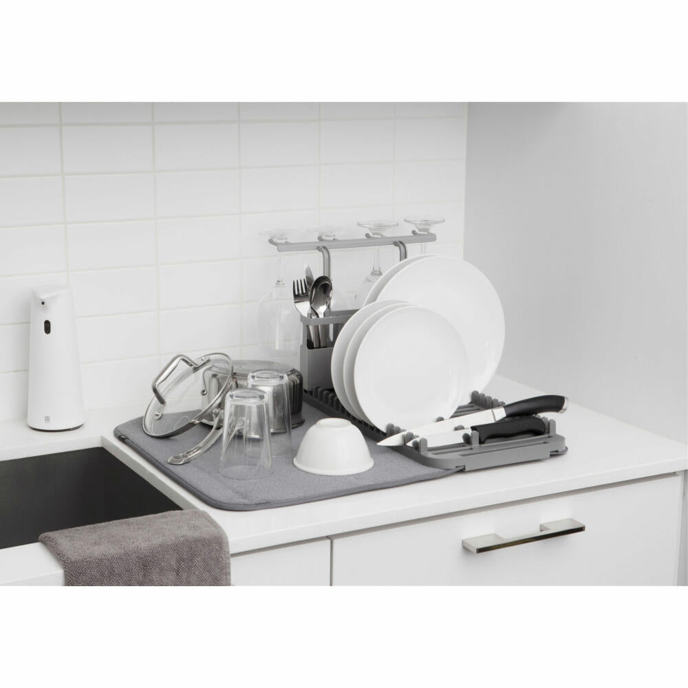 Umbra UDRY Dish Drainer with Mat, Dish Drying Rack, Dish Drainer Mat, Kitchen, Dryer, Living, Home Accessory, Gray, 1011484-149