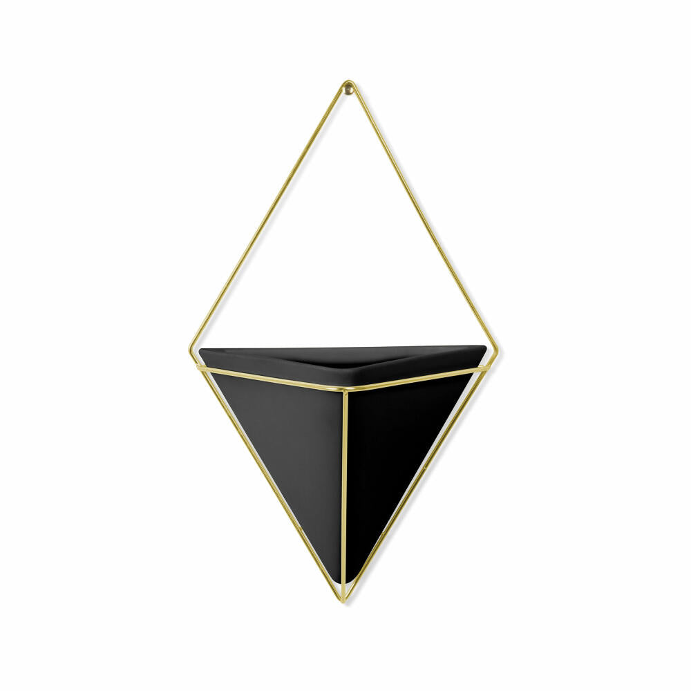 Umbra Trigg Wall Vase, Planter, Flowerpot, Wall Decoration, Decoration, Black/Brass, Ceramic/Metal, Large, 470752-1137