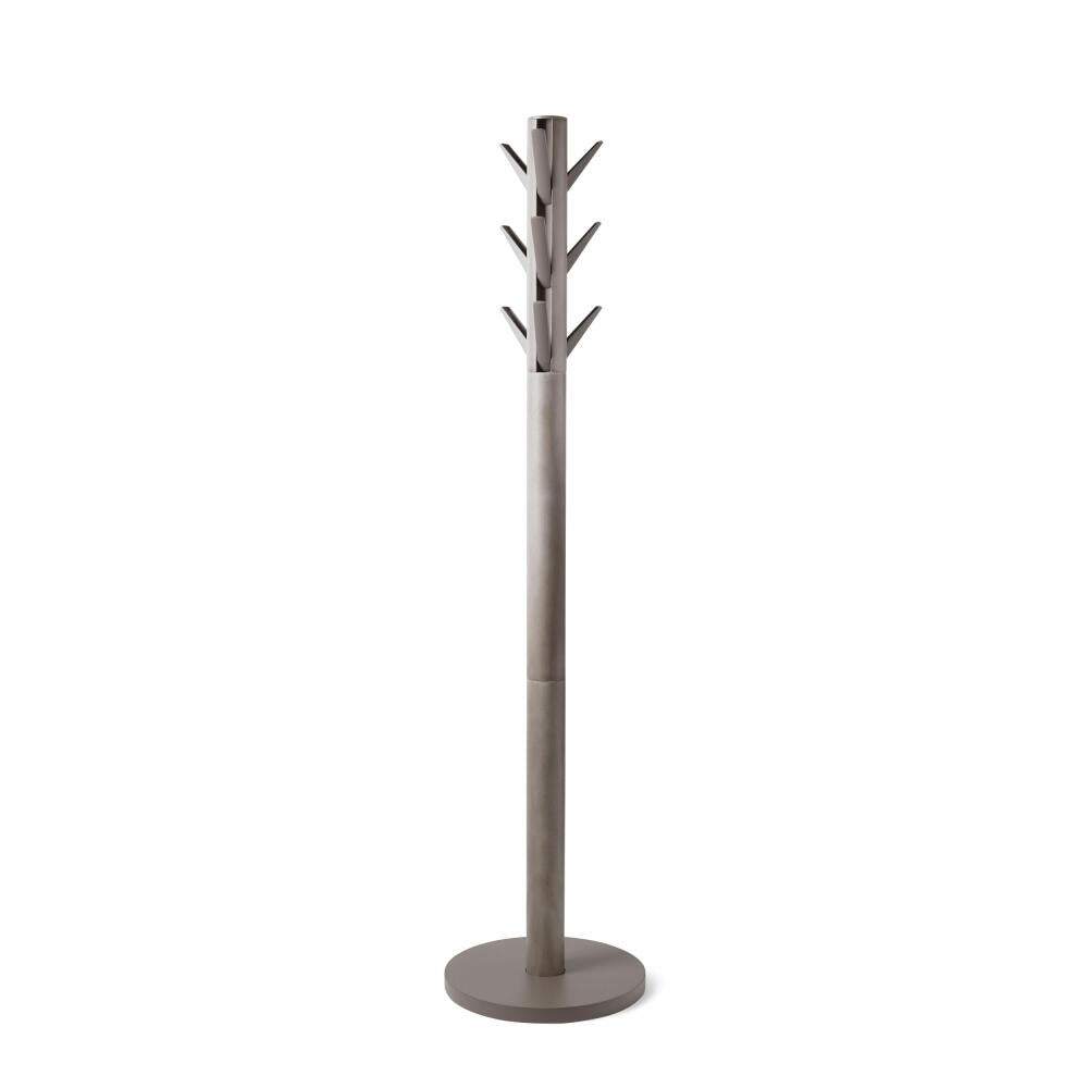 Umbra Flapper Coat Rack, Clothes Rack, 9 Fold-Down Aluminum Hooks, Wood, Gray-Brown, H 169 cm, 320361-918