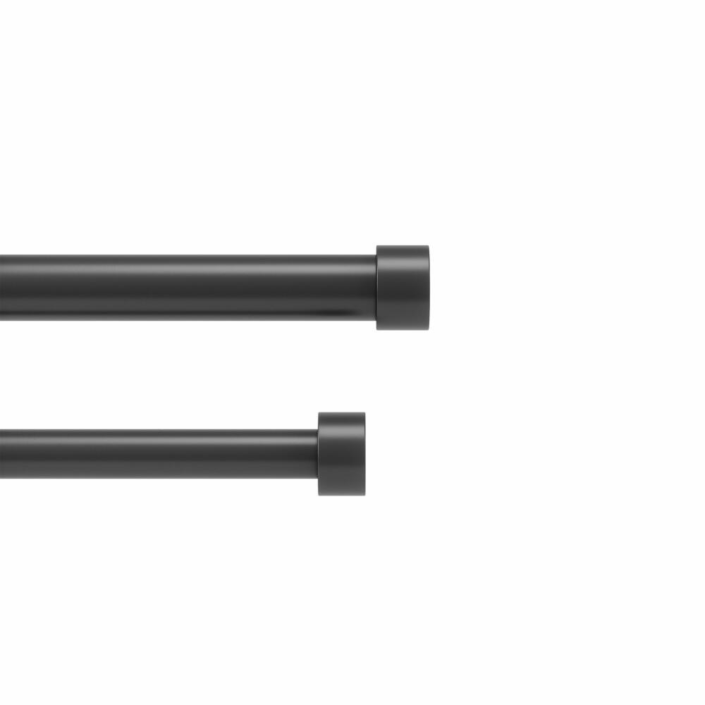 Umbra Cappa Double Telescopic Curtain Rod, Curtain Rods with Bracket, Steel, Black, 305-457 cm, 1014402-111