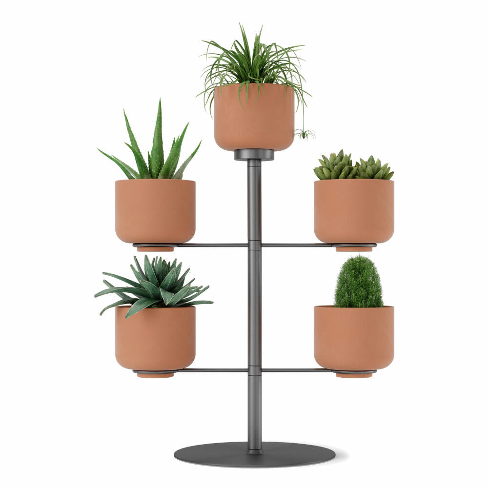 Umbra Terrapotta flower stand, with 5 planters 7.5 cm, flower pot, metal, terracotta, 1015664-624