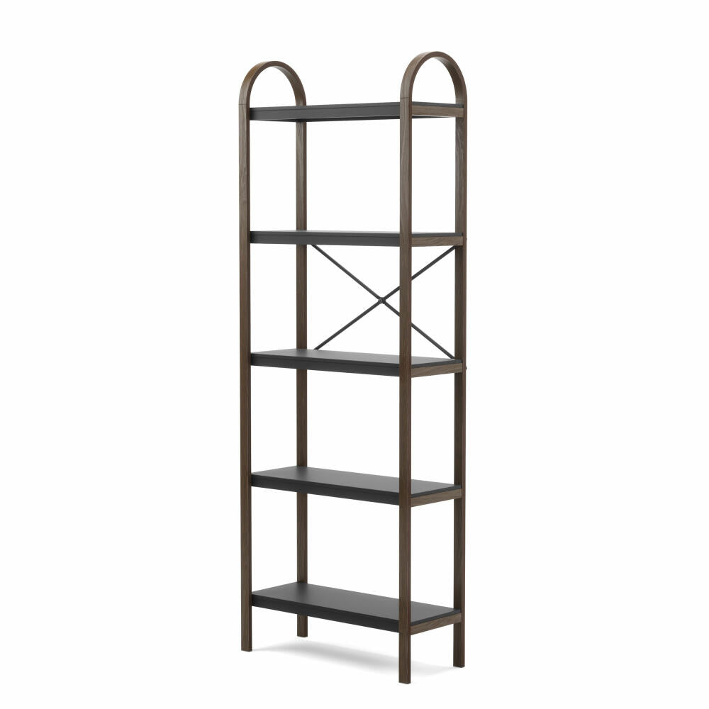 Umbra Bellwood Shelf, Freestanding with 5 Shelves, Standing Shelf, Ash Wood, Black / Walnut, 1016840-048
