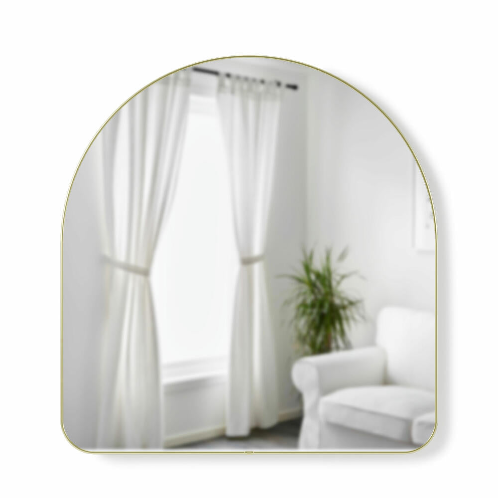 Umbra Hubba wall mirror, curved hanging mirror, mirror glass, brass, 86 x 91 cm, 1017061-104
