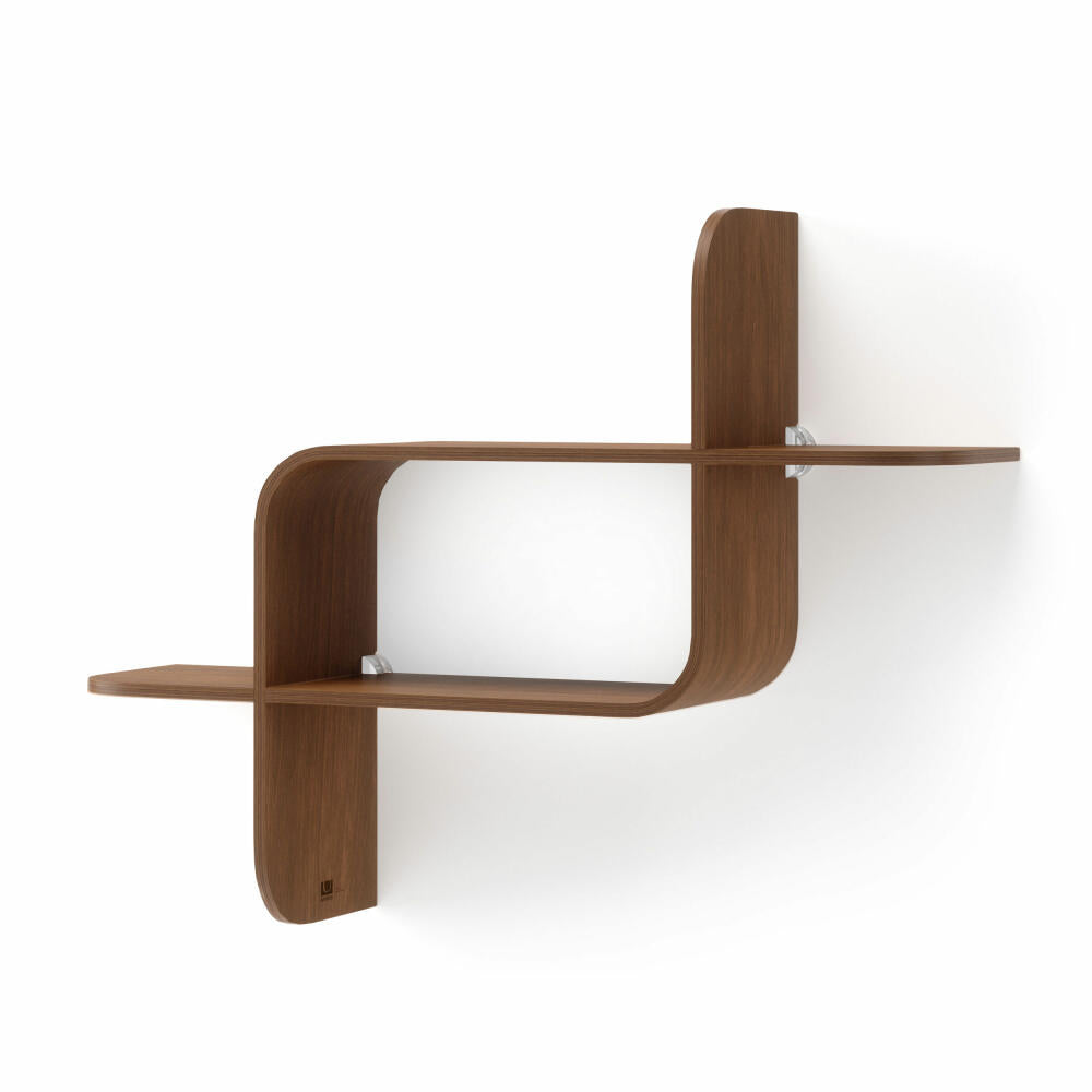 Umbra Montage Wall Shelf, Floating Shelf, Wall Shelf, Hanging Shelf, Rubberwood, Light Walnut, 1017571-1055