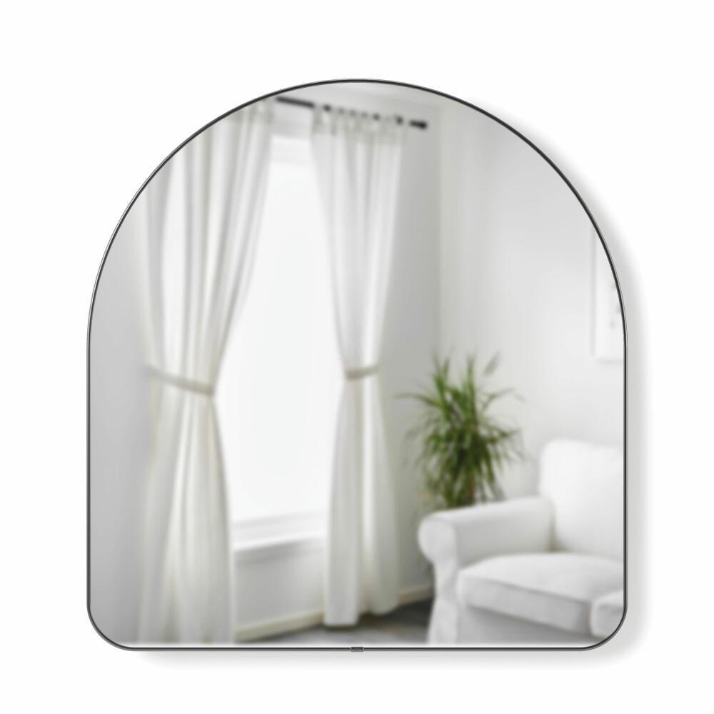 Umbra Hubba wall mirror, curved hanging mirror, mirror glass, titanium, 86 x 91 cm, 1017061-378
