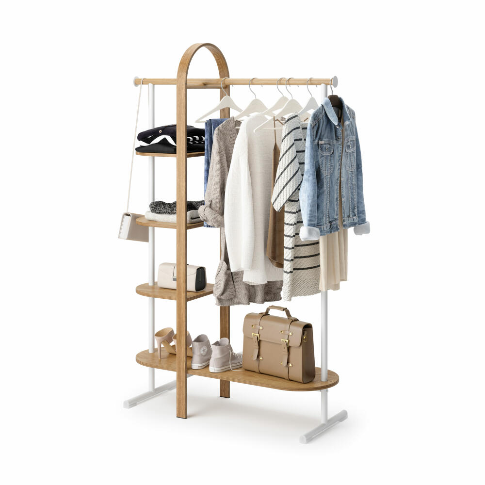 Umbra Bellwood Clothes Rack, Wardrobe, Wood, Steel, White, Natural, 166 cm, 1019131-668