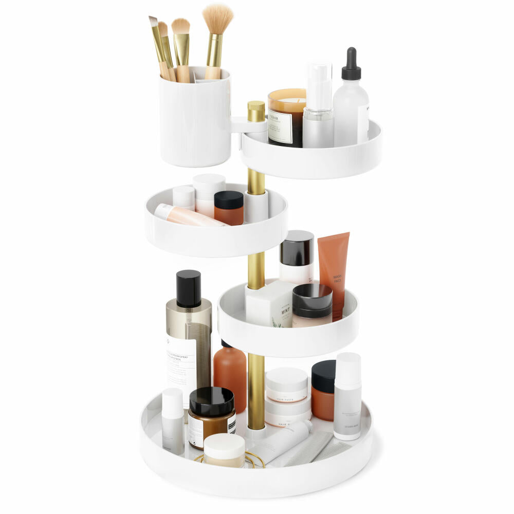 Umbra Cosmetic Organizer Pirouette, Make-Up Stand, Plastic, Steel, White, Brass, 35 cm, 1015097-524