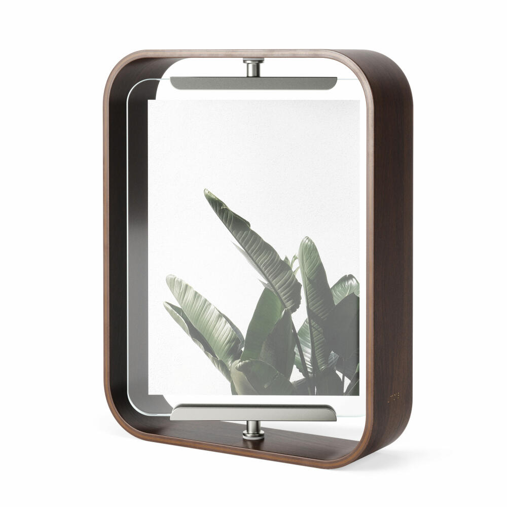 Umbra Bellwood table picture frame, two-sided picture frame, wood, glass, steel, antique walnut, for 10 x 15 and 13 x 18 cm, 1019922-746