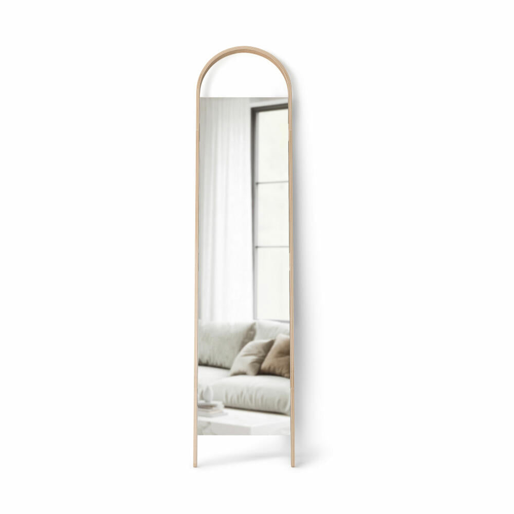 Umbra Bellwood standing mirror, full-length mirror, mirror glass, steel, wood, natural, 196 cm, 1019920-390