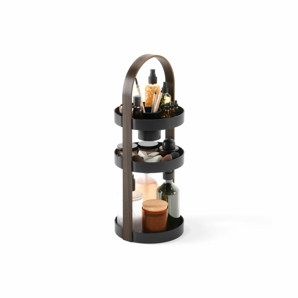 Umbra Cosmetic Organizer Bellwood 3-Tier, Makeup Stand, Recycled ABS, Wood, Black, Walnut, 50 cm, 1015098-048