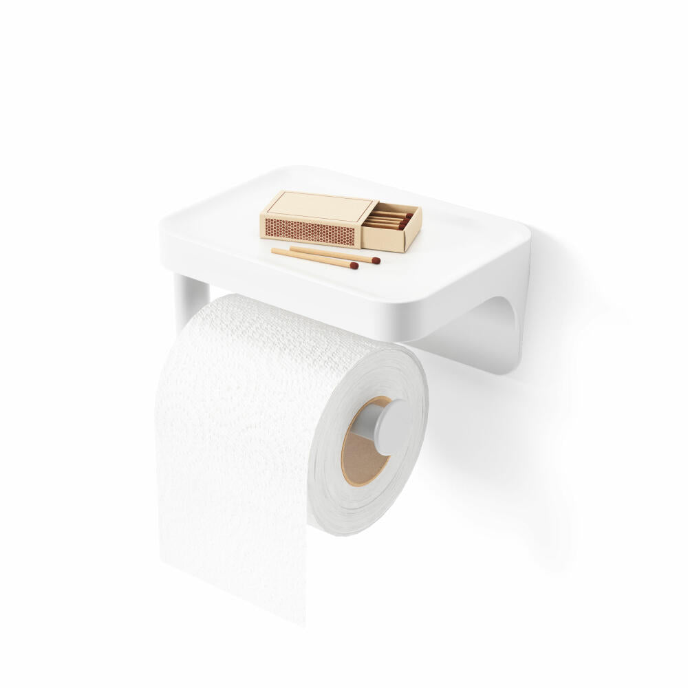 Umbra Flex toilet paper holder with shelf, toilet roll holder, plastic, white, 16 x 11 x 8 cm, 1021297-660