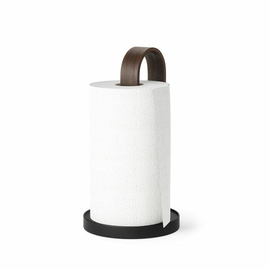 Umbra Küchenrollenhalter Bellwood, Holz, Stahl, Schwarz, Walnuss, 1022358-048