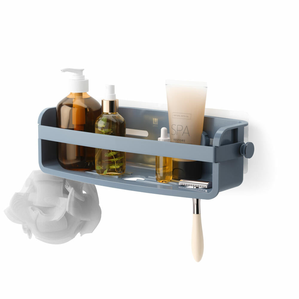Umbra Flex Shower Shelf for Adhesive, Shower Shelf, Plastic, Slate Blue, 1021300-1050