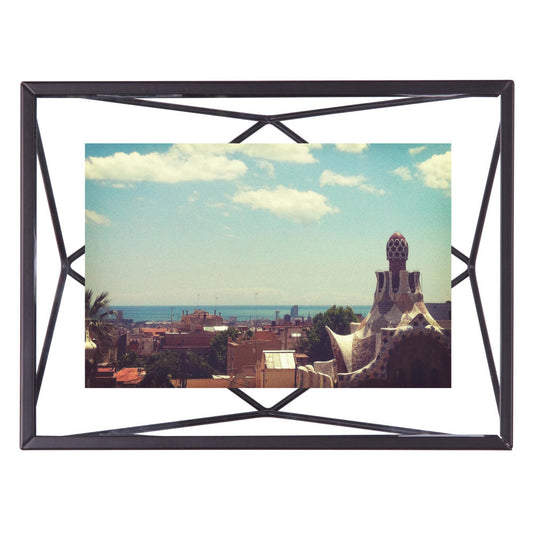 Umbra Photo Display Prisma Bilderrahmen Horizontal Groß, Bilderhalter, Bilderträger, Fotorahmen, Fotohalter, Glas / Metall, Schwarz, 313016040