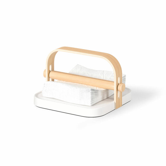 Umbra Serviettenhalter Bellwood, Serviettenspender, Holz, Kunststoff, Weiß, Natur, 1022631-668
