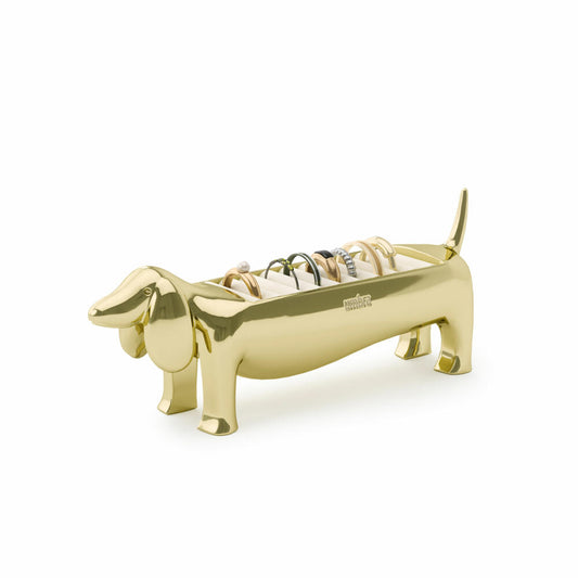 Umbra Ringhalter Dachsie, Schmuckständer in Dackelform, Zink, Messing, 299245-104