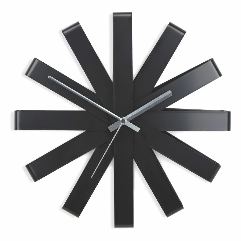 Umbra Ribbon Wall Clock, Wall Clock, Designer Clock, Living Room Clock, Stainless Steel, Black, Ø 30.5 cm, 118070-040
