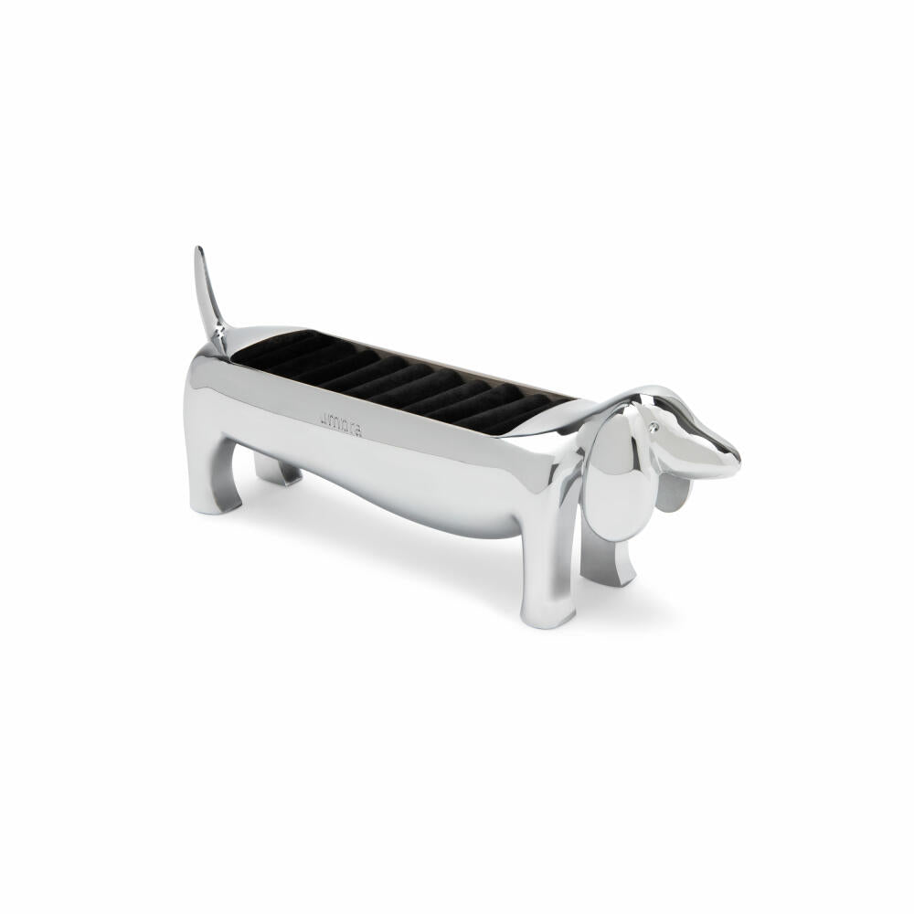 Umbra Dachsie Ring Holder, Dachshund-shaped Jewelry Tray, Zinc, Chrome, for 9 Rings, 299245-158
