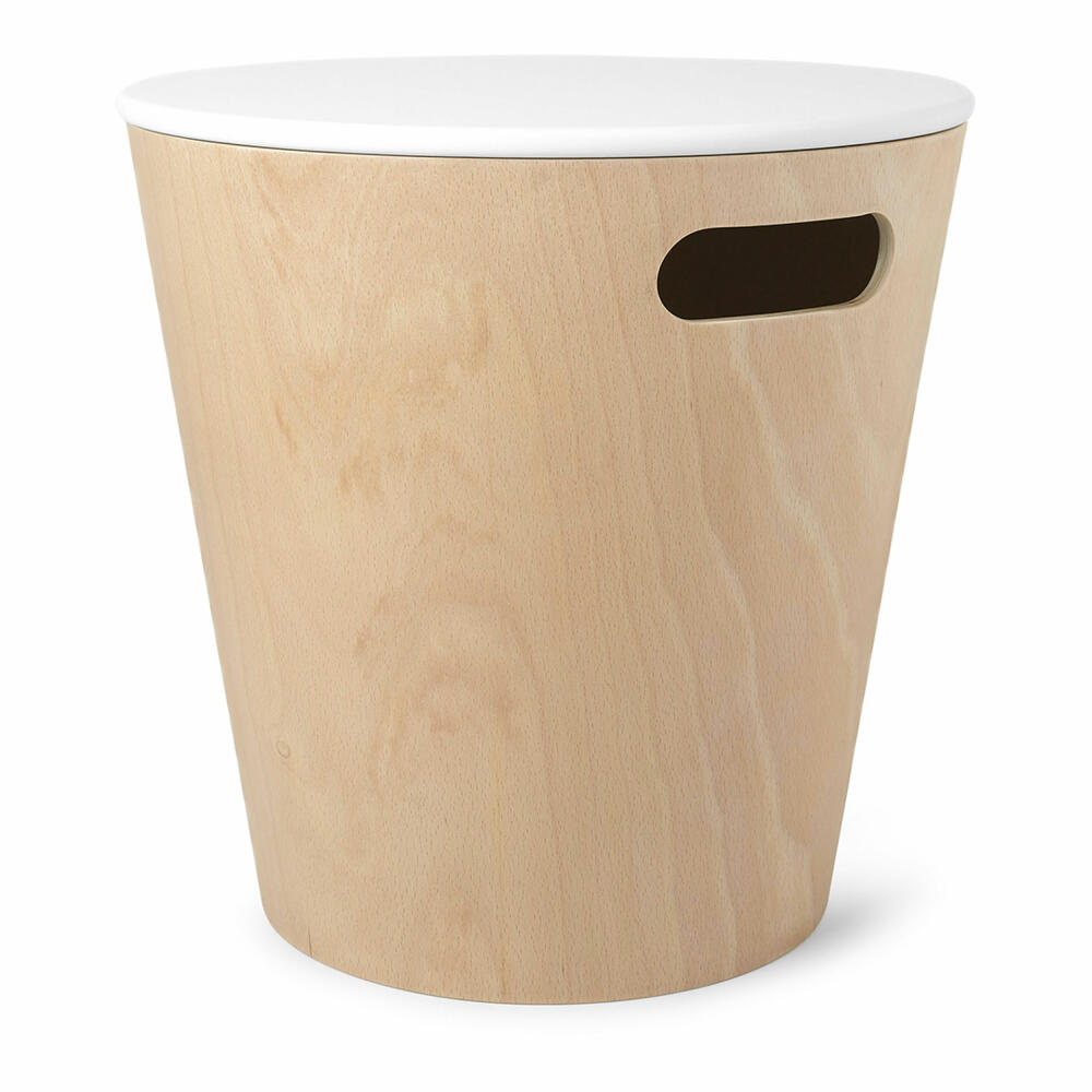 Umbra Woodrow Ottomane, 4-in-1 Möbelstück, Hocker, Aufbewahrung, Beistelltisch, Holzhocker, Holz, Weiß / Natur, 42 cm, 1009760-668