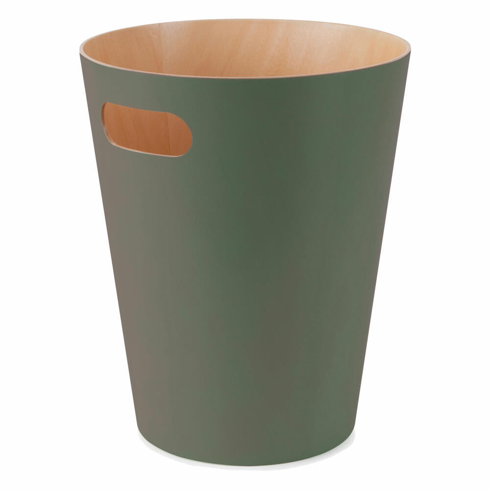 Umbra Woodrow Abfalleimer, Abfall Eimer, Abfallkorb, Papierkorb, Holz, Natur / Tannengrün, 7.5 L, 082780-1095