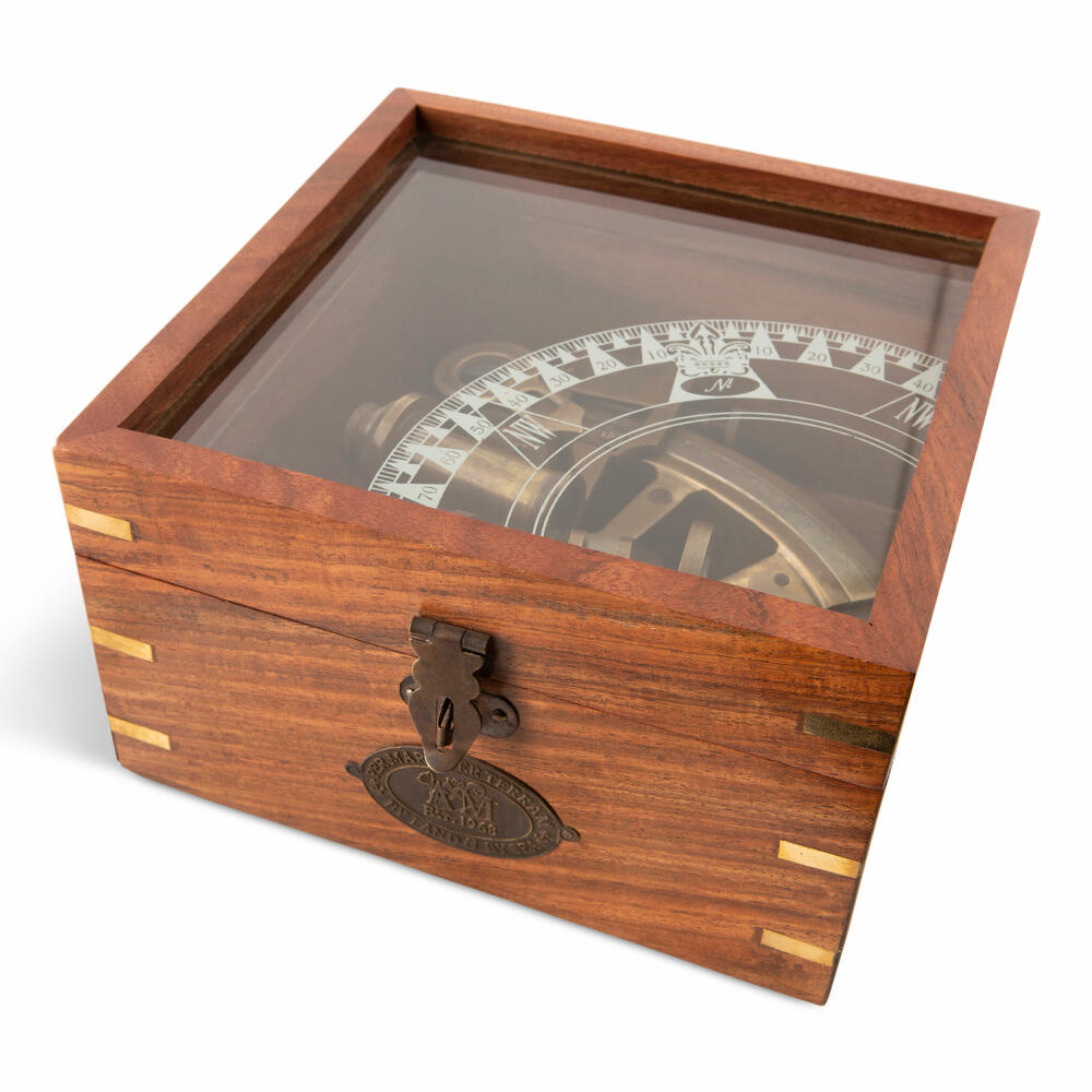 Authentic Models Sextant in Holzbox, Schreibtischdeko, Metall, Akazienholz, KA032
