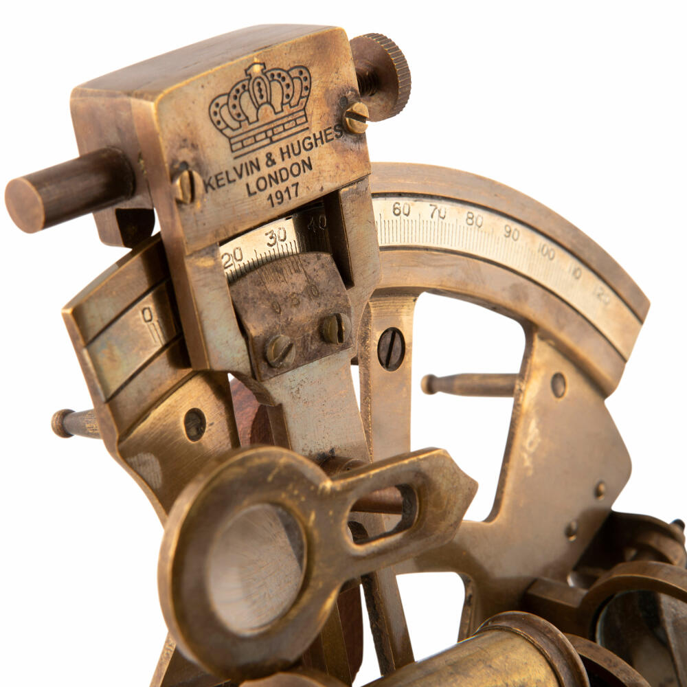 Authentic Models Sextant in Holzbox, Schreibtischdeko, Metall, Akazienholz, KA032