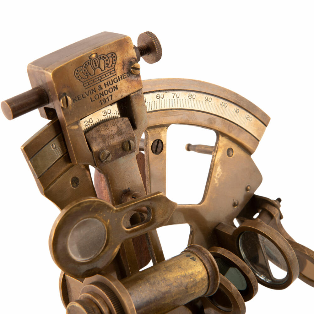 Authentic Models Sextant in Holzbox, Schreibtischdeko, Metall, Akazienholz, KA032