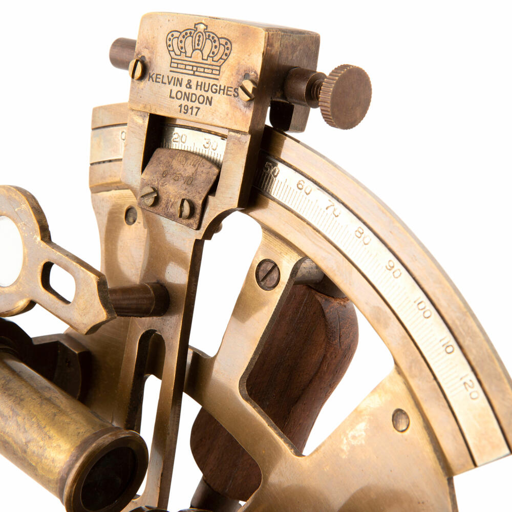 Authentic Models Sextant in Holzbox, Schreibtischdeko, Metall, Akazienholz, KA032