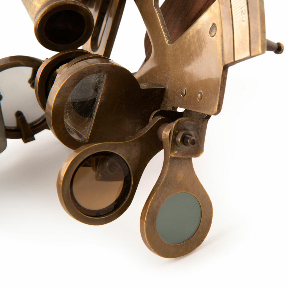 Authentic Models Sextant in Holzbox, Schreibtischdeko, Metall, Akazienholz, KA032