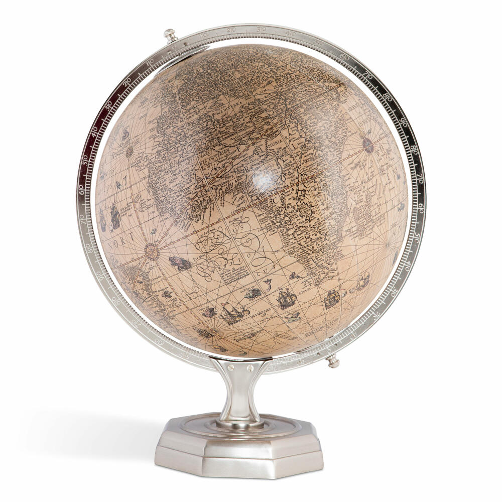 Authentic Models Globus Hondius Vintage Round, Deko-Weltkugel, Aluminium / Kunststoff / Papier, GL064