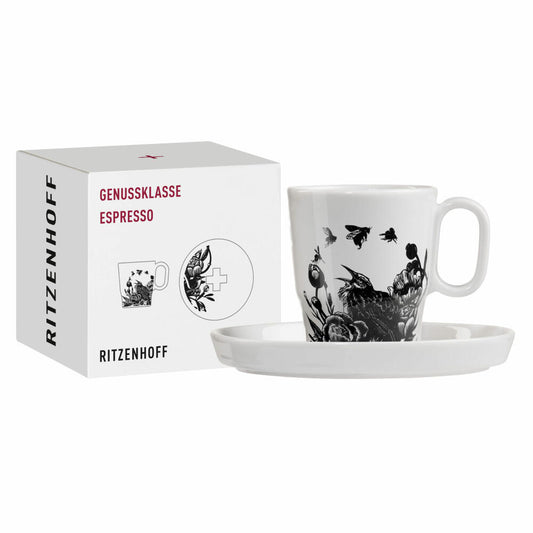 Ritzenhoff Espresso-Tasse mit Untertasse Genussklasse 001, Karin Rytter, Porzellan, 97 ml, 3721001