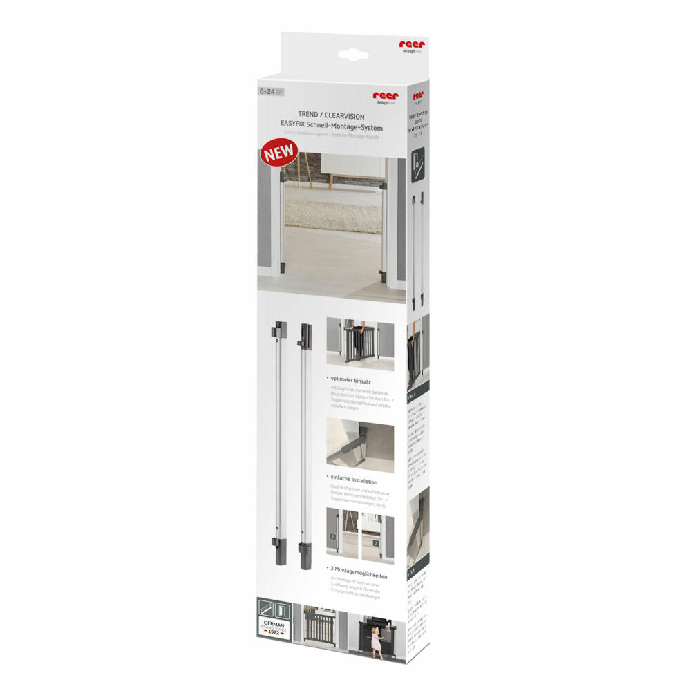 reer EasyFix quick mounting system for door and stair guards, Trend Clearvision, mounting strips, child safety lock, 46051