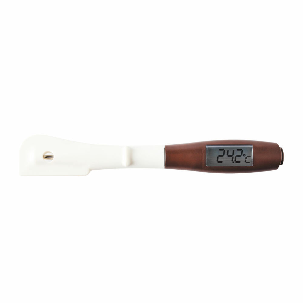 Mastrad Schokoladenschaber mit Thermometer 2in1, Küchenschaber, Küchenutensil, Silikon, Kunststoff, Inox-Stahl, Braun, F74116