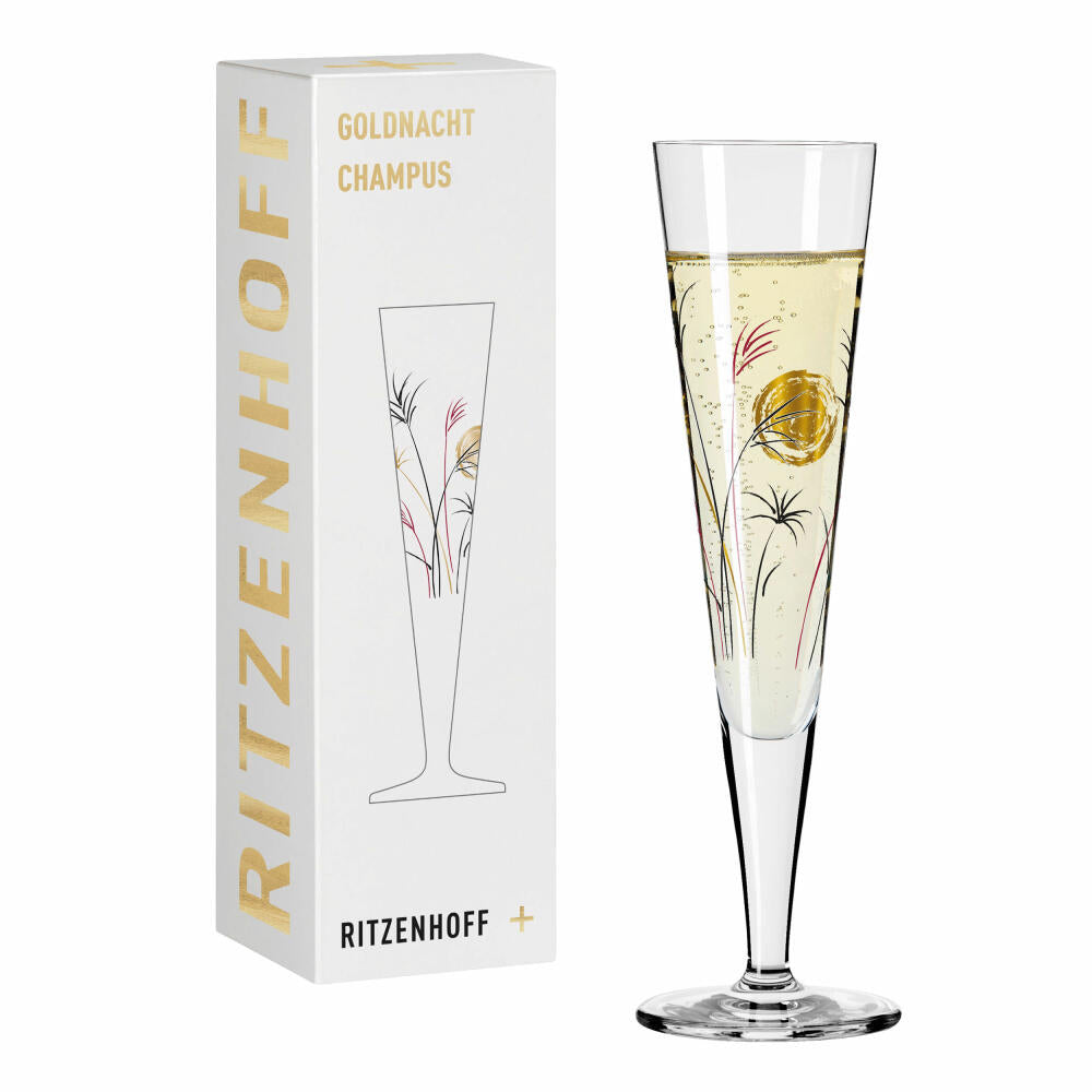 Ritzenhoff Champagne Glass Goldnacht Champagne 013, Rachel Hoshino, Crystal Glass, 205 ml, 1071013