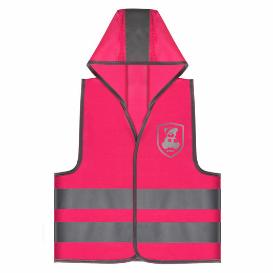 reer MyBuddyGuard safety vest, warning vest, signal vest, children, with hood, pink, 53022