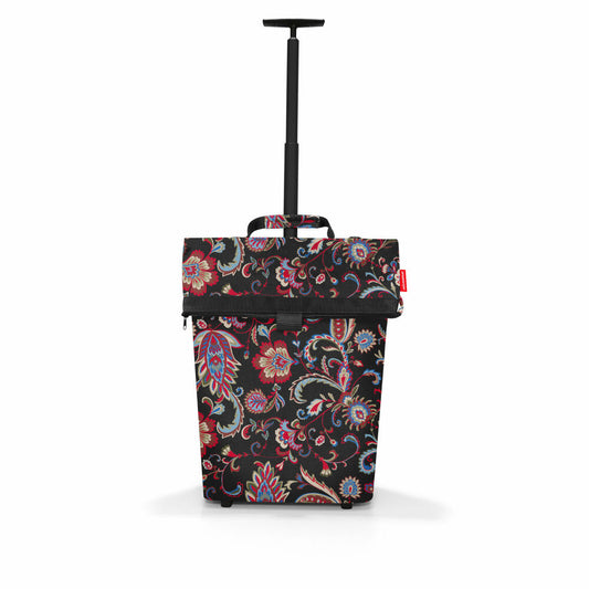 reisenthel trolley M, shopping trolley, shopping bag with wheels, Frame Paisley Black, 43 L, NT7063