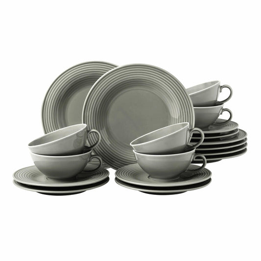 Seltmann Weiden Beat Teeservice Klein, 18-tlg., Tee Service, Geschirrset, Geschirr Set, Porzellan, Perlgrau, 001.766286