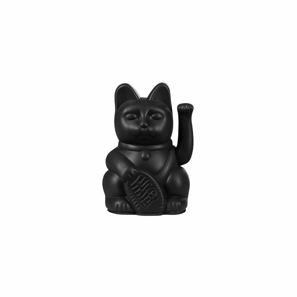 Donkey Products Lucky Cat Mini Maneki Neko, waving cat, lucky charm, plastic, black, 10 cm, 330634