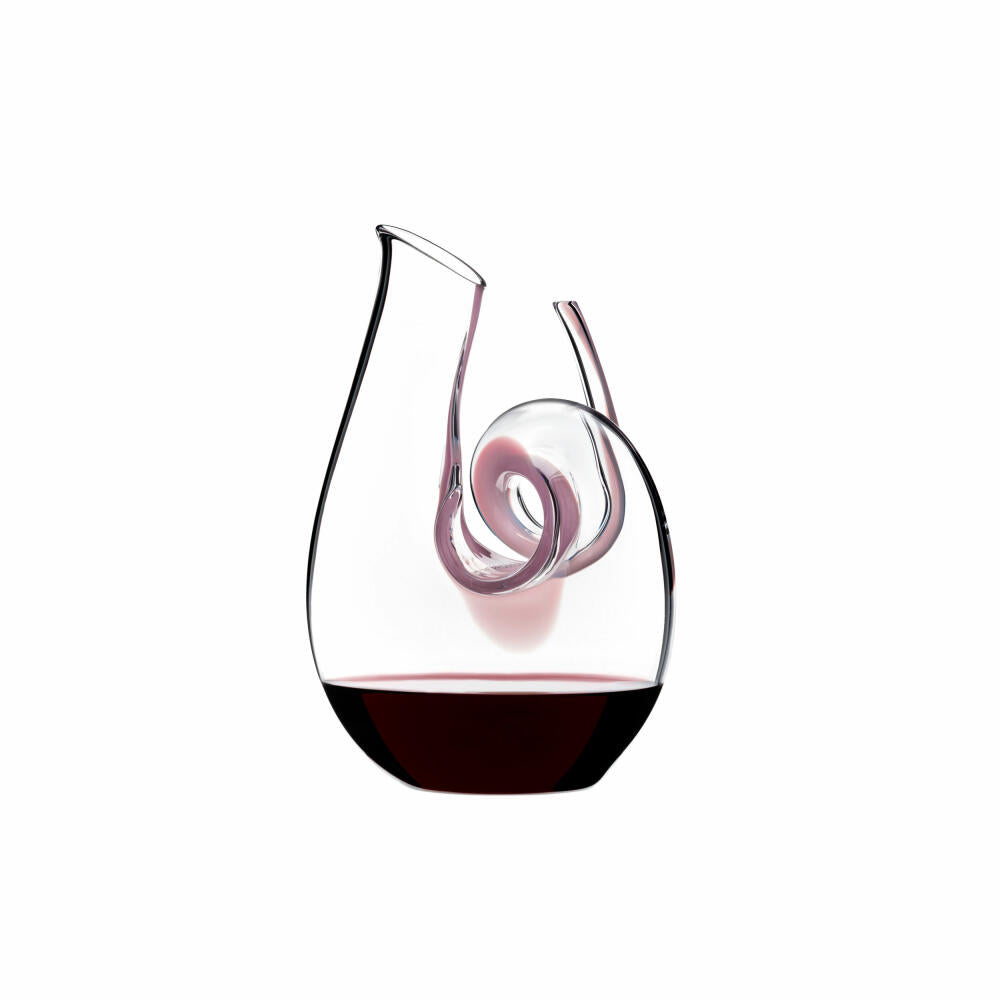 Riedel Dekanter Curly Mini, Glasdekanter, Dekantierflasche, Weinkaraffe, Hochwertiges Glas, Pink, 690 ml, 2011/14