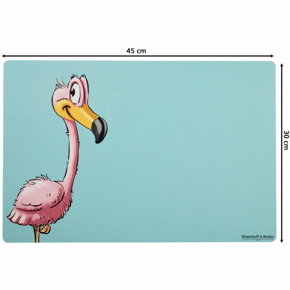 Ritzenhoff & Breker Platzmatte Happy Zoo - Flamingo Flo, Tischmatte, Kunststoff, Blau, 30 x 45 cm, 316360