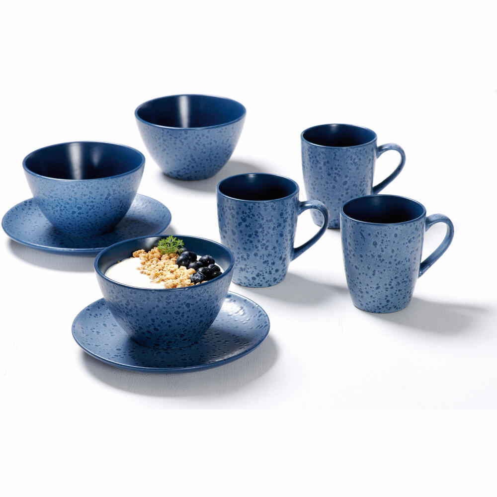 Ritzenhoff &amp; Breker breakfast service Kitwe, 12-piece, service, tableware set, stoneware, blue, 271881