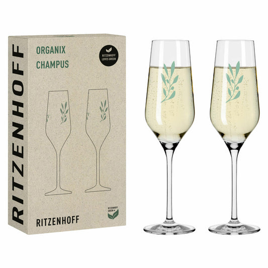 Ritzenhoff Champagnerglas 2er-Set Organix 001, Romi Bohnenberg, Kristallglas, 250 ml, 3924001