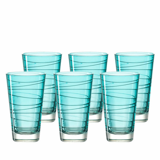 Leonardo Vario Struttura Trinkglas Groß 6er Set, Wasserglas, Saftglas, Glas, Türkis, 200 ml, 18238