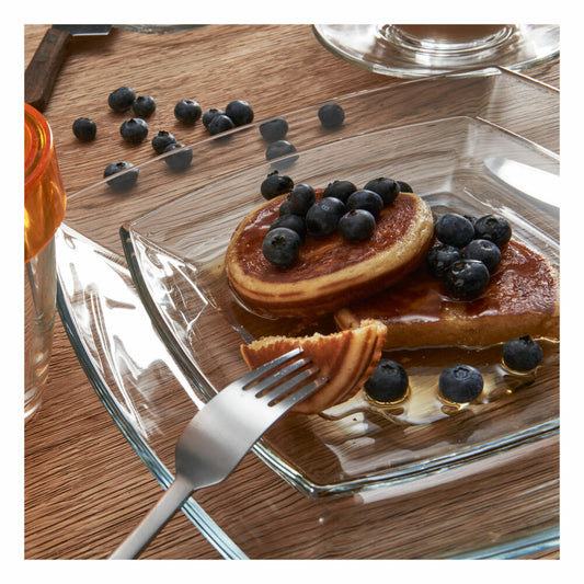 montana: :carré Teller, 12er Set, Desserteller, Kuchenteller, Kleiner Glasteller, Glas, Ø 19 cm, 085112