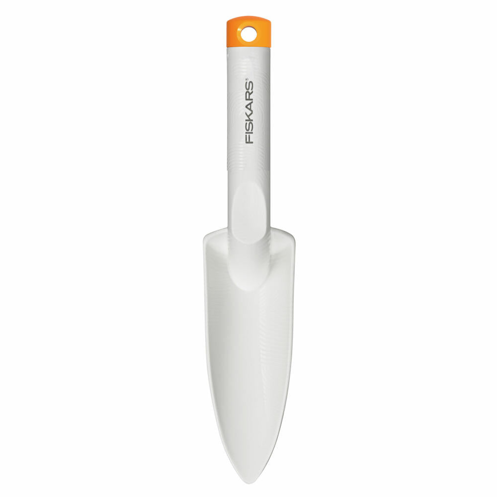 Fiskars Light Pflanzkelle, Blumenschaufel, Beetkelle, Blumenkelle, Glasfaserverstärkter Kunststoff, Weiß, Orange, 1027033