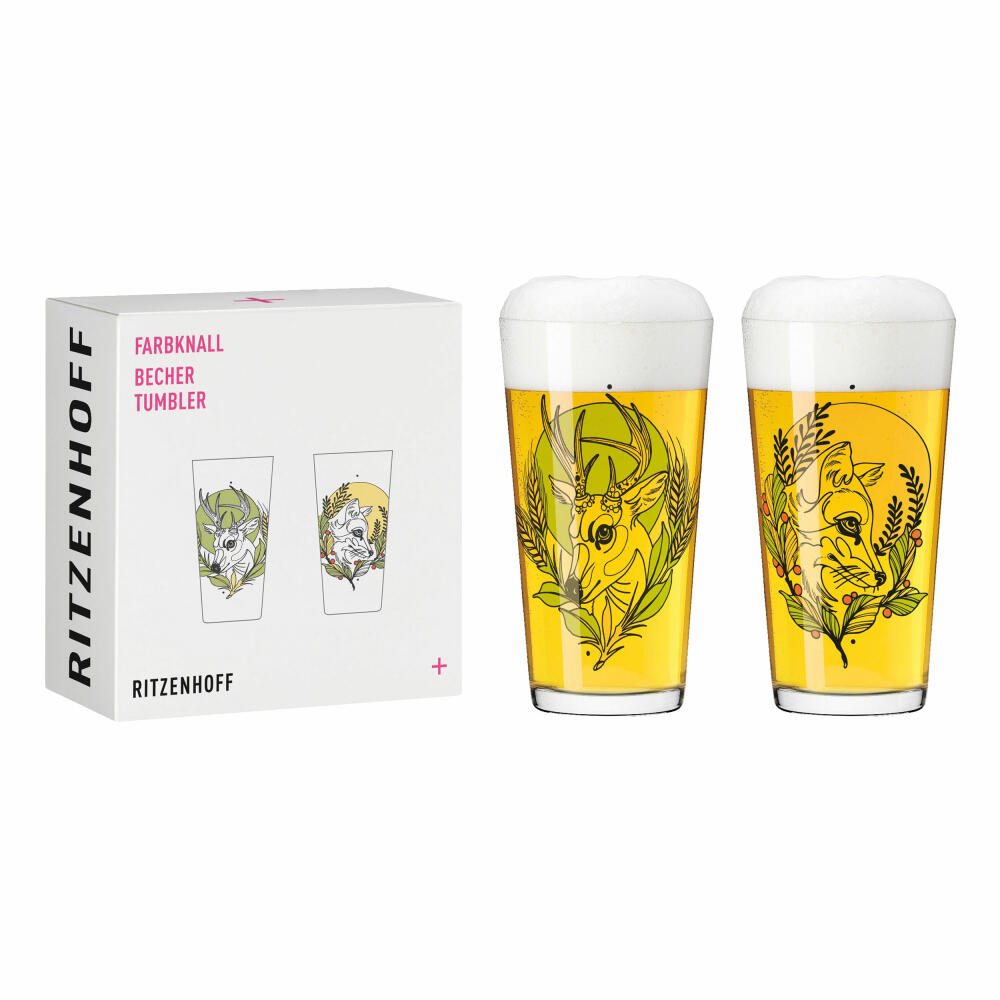 Ritzenhoff drinking cup color bang set of 2 001, cup, Tobias Tietchen, crystal glass, 432 ml, 3491001