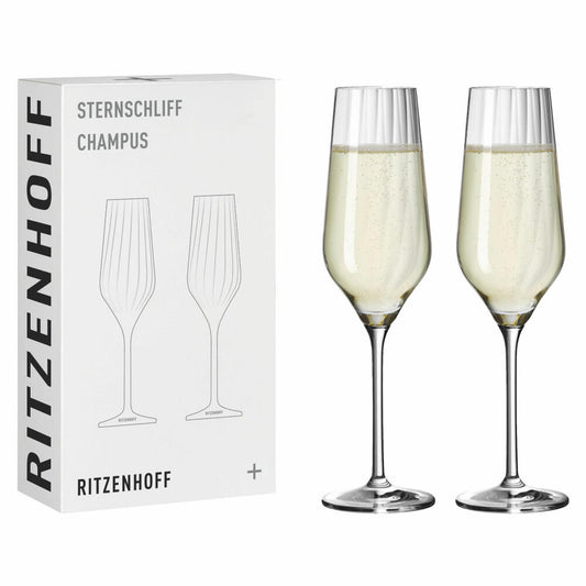 Ritzenhoff Champusglas 2er-Set Sternschliff 002, Kristallglas, 250 ml, 3751001
