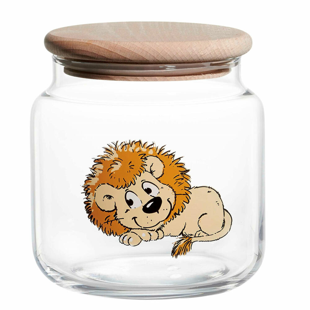 Ritzenhoff &amp; Breker storage jar Happy Zoo - Lion Leo, container, jar, glass, colorful, 600 ml, 812442