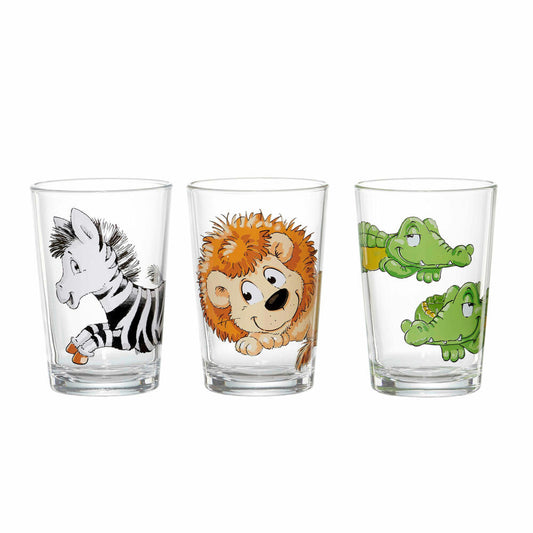 Ritzenhoff & Breker Kinderbecher Happy Zoo, 3er Set, Trinkglas, Becher, Glas, Bunt, 205 ml, 811377