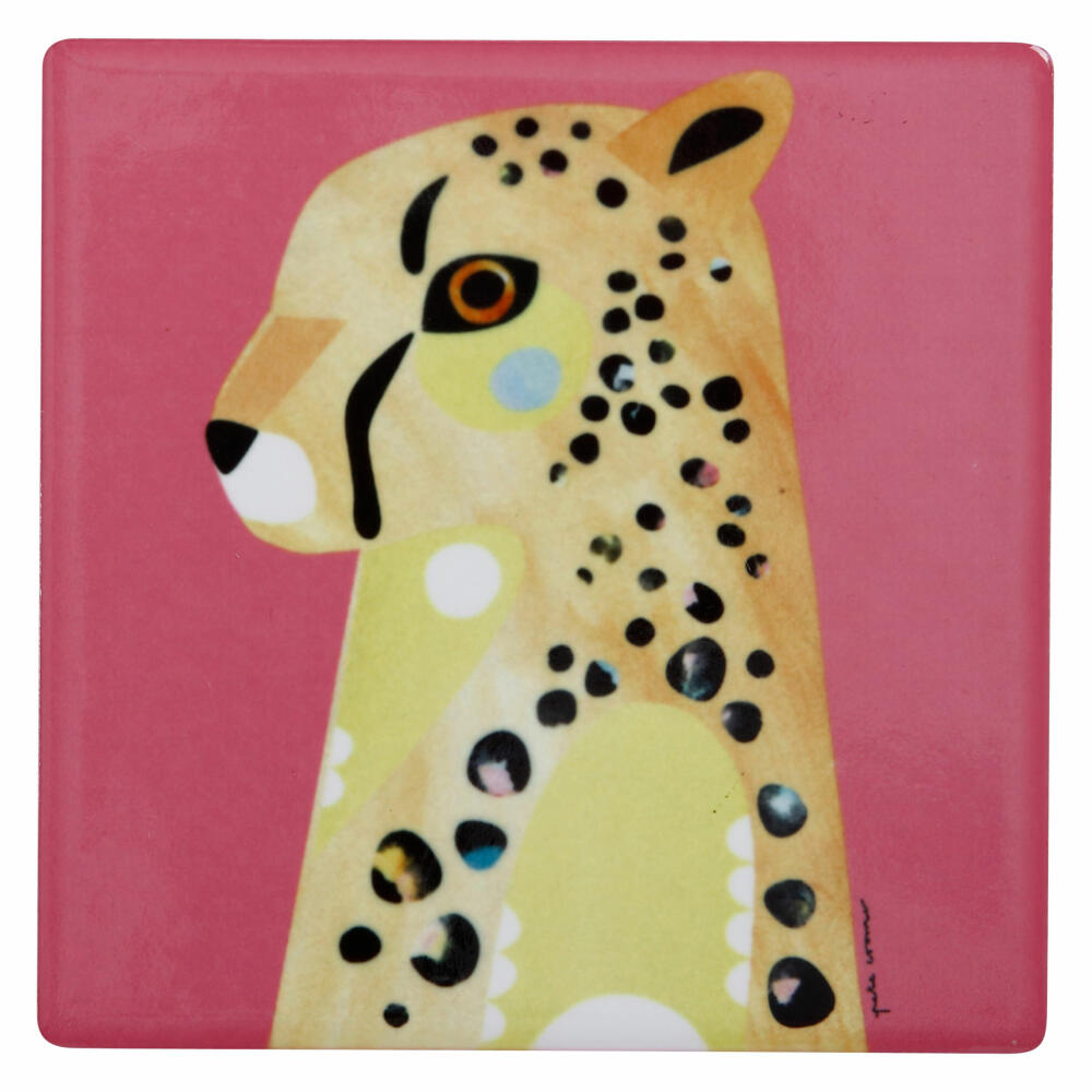 Maxwell &amp; Williams Pete Cromer Coaster Cheetah, Coaster, Ceramic, Cork, Colorful, 9.5 x 9.5 cm, DU0224